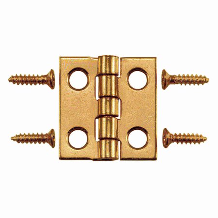MIDWEST FASTENER 3/4" x 11/16" Bright Brass Plated Steel Butt Hinges 5PK 37182